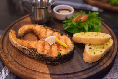 High angle view of breakfast served on table