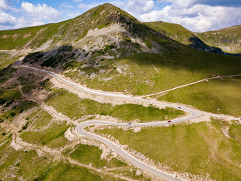 Winding and dangerous road from the high mountain pass in transalpina, romania