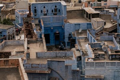 High angle view of buildings in city