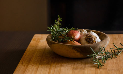 Close-up of food on table