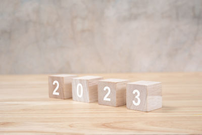 Close-up of toy blocks on table