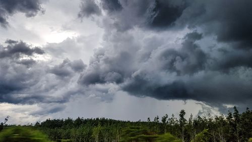 Scenic view of landscape against cloudy sky