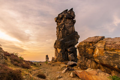 Sunset at the teufelsmauer, rock formation