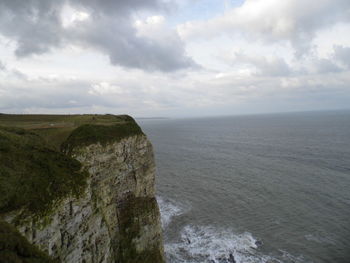 Scenic view of sea against cloudy sky