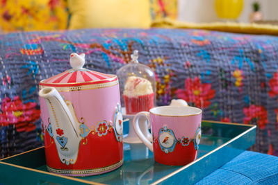 Close-up of tea cup on table