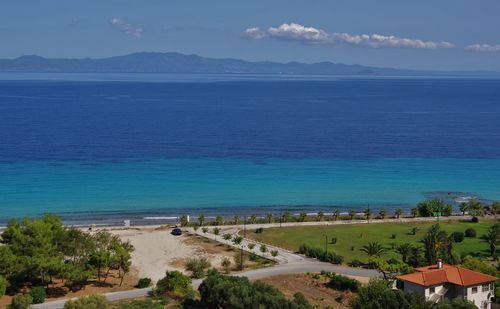 High angle view of beach against sky