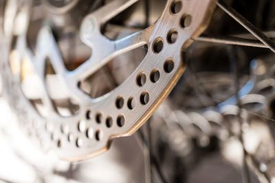 Close-up of metal wheel