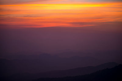 Scenic view of dramatic sky during sunset