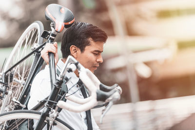 Man riding bicycle