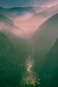 Scenic view of landscape against sky during sunset