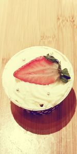 Close-up of horse in plate on table