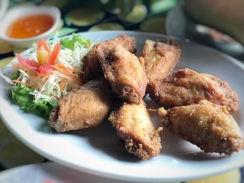 Close-up of food served in plate