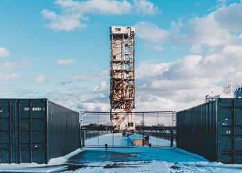 View of crane against sky during winter