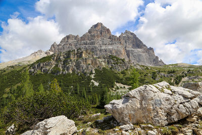 Scenic view of rocky mountains against sky