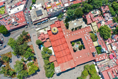 High angle view of buildings in city