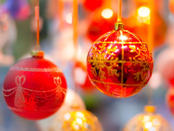 Close-up of christmas lights hanging