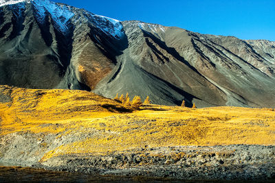 Scenic view of landscape and mountains against sky