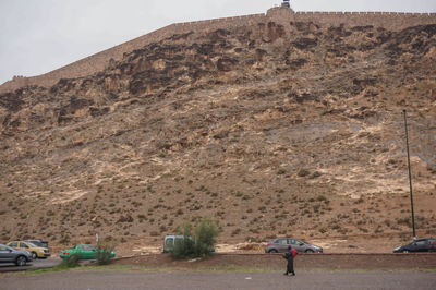 View of cars on mountain road