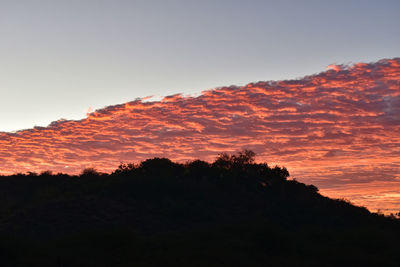 Scenic view of silhouette mountain against sky during sunset