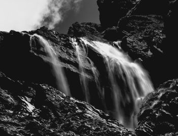 Low angle view of waterfall