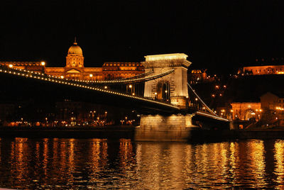 Bridge over river at night