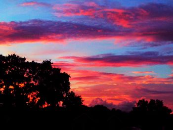 Silhouette trees against sky at sunset