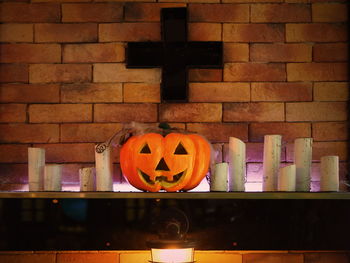 View of illuminated pumpkin at night