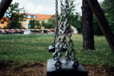 View of swing in park
