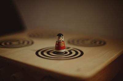 High angle view of piano on table