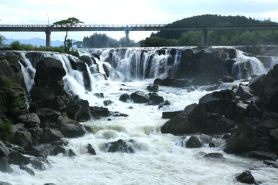 Scenic view of waterfall