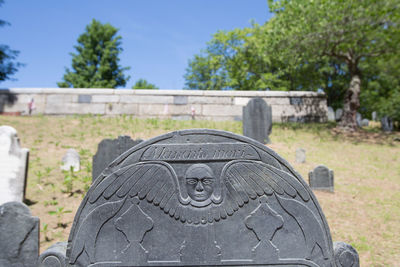 Close-up of cemetery