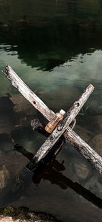 High angle view of ship in lake