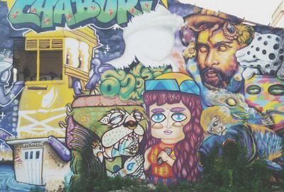View of multi colored wall