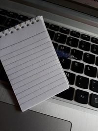 High angle view of computer keyboard on table