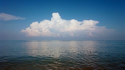 Scenic view of sea against blue sky