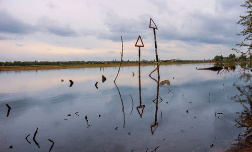 Scenic view of lake against sky