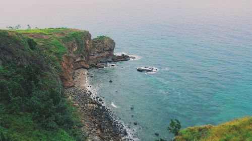 High angle view of sea against sky