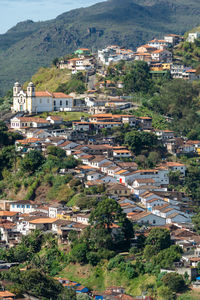 High angle view of buildings in city