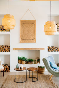 Chairs and table against wall at home