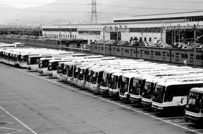 High angle view of bus at parking lot