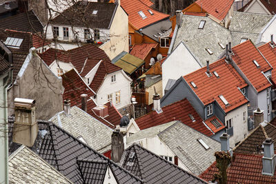 High angle view of buildings in city