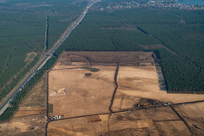 High angle view of agricultural field