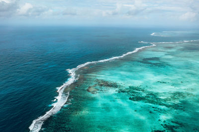 High angle view of sea against sky