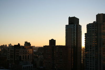 View of buildings against clear sky