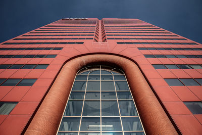 Low angle view of modern building against clear sky