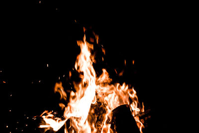 Close-up of bonfire at night