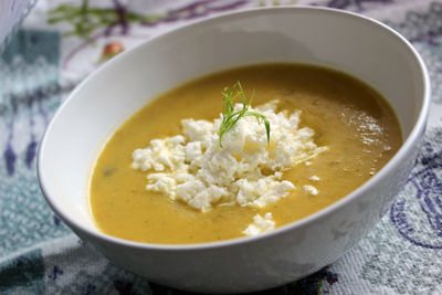 Close-up of soup in bowl