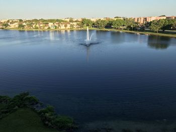 High angle view of lake against sky