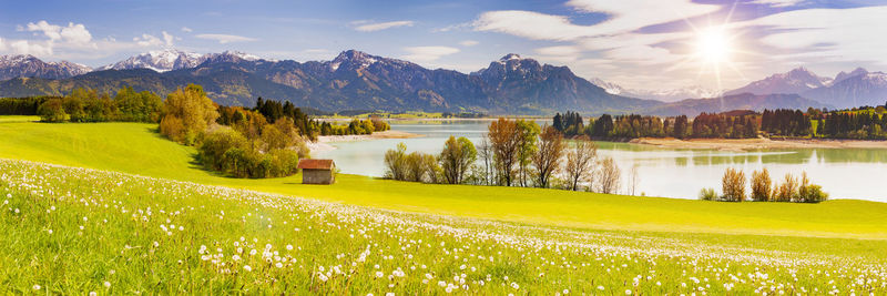 Panoramic landscape at spring in bavaria, germany