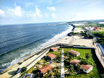 High angle view of beach against sky